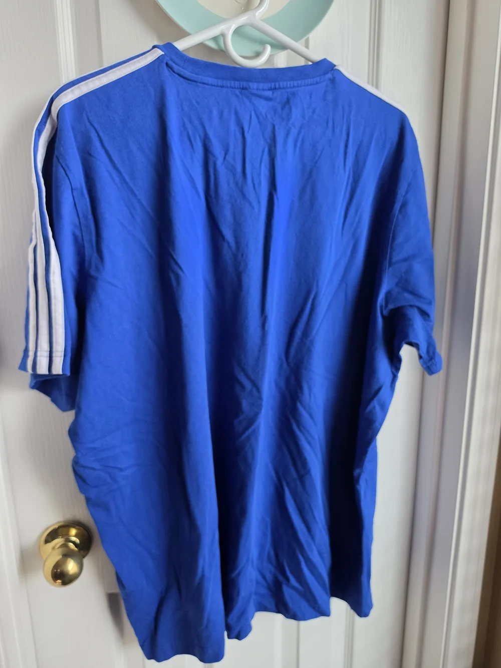 Adidas Men’s Essentials 3-Stripes T-Shirt HE4410 Size 2XL Blue White Striped
